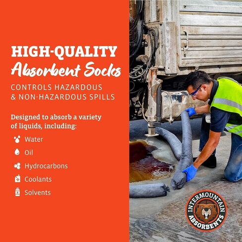 الجوارب الشاملة للامتصاص - 3 "x4 '(20 حزمة) 1 جالون لكل جورب - حواجز الفيضان المتساقط للزيت من أجل المنزل الخارجي ، الجوارب المائية وامتصاصات تنظيف الزيت ، حاجز فيضان الجراج in Kuwait