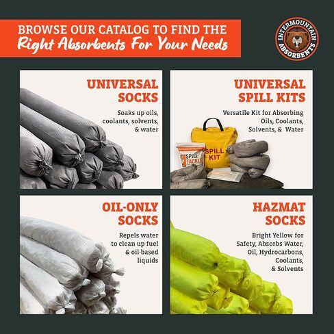 الجوارب الشاملة للامتصاص - 3 "x4 '(20 حزمة) 1 جالون لكل جورب - حواجز الفيضان المتساقط للزيت من أجل المنزل الخارجي ، الجوارب المائية وامتصاصات تنظيف الزيت ، حاجز فيضان الجراج in Kuwait