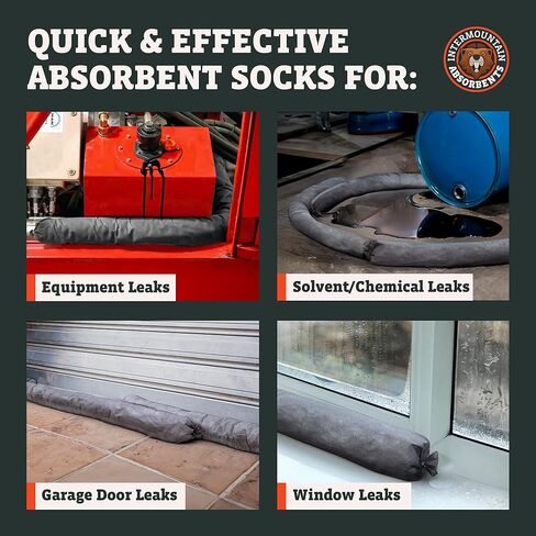 الجوارب الشاملة للامتصاص - 3 "x4 '(20 حزمة) 1 جالون لكل جورب - حواجز الفيضان المتساقط للزيت من أجل المنزل الخارجي ، الجوارب المائية وامتصاصات تنظيف الزيت ، حاجز فيضان الجراج in Kuwait