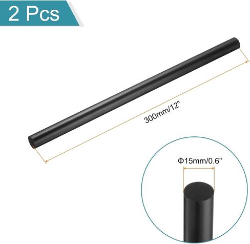 MECCANIXITY Black Round ABS Plastic Rods 0.6-inch Diameter and 12-inch Length Rigid Insulation Opaque Plastic Rods for DIY Craft Model Making, 2 Pack in Saudi Arabia