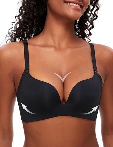 حمالات صامتة مبطنة للنساء للنساء ترفع قميصًا عميقًا غطس لاسلكي صدرية داعمة. أضف كوبًا واحدًا in Kuwait