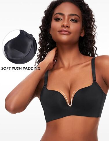 حمالات صامتة مبطنة للنساء للنساء ترفع قميصًا عميقًا غطس لاسلكي صدرية داعمة. أضف كوبًا واحدًا in Kuwait