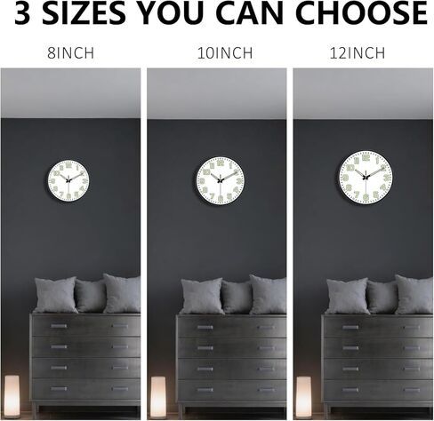 توهج في ساعة الحائط المظلمة غير الموقوتة ، بطارية حائط صامتة 10 بوصة تعمل بطارية ، عدد كبير من الزجاج المقسى ، ساعة مستديرة ليلية لتناظرية مكتب غرفة المعيشة غرفة نوم ، أسود in Kuwait