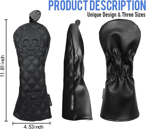 يغطي نادي الغولف أغطية رأس الجولف الأسود أغلفة السائق في Fariway Wood Headcover Hybrid Covers Leather Golf Headcover for Driver Faintry Hybrid - PURIUM PU LEATHY PONDY in Saudi Arabia
