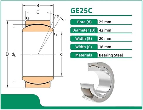 1pcs GE25C 25x42x20x16GE 25 Radial Spherical Plain Bearing in Saudi Arabia