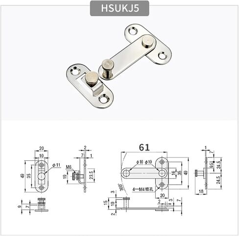 HASP الفولاذ المقاوم للصدأ 304 خطاف لوحة قفل مع الإبزيم المعدات الخاصة الترباس باب مشبك الباب وقفل 1pcs (HSUKJ8) in Saudi Arabia