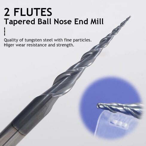 3.175mm 4mm 6mm 8mm Shank Ball Nose Milling Cutter Tapered End Mills Router Bits CNC Taper Woodworking Tool Milling Cutter(3.175xR0.5x15x38L) in Saudi Arabia