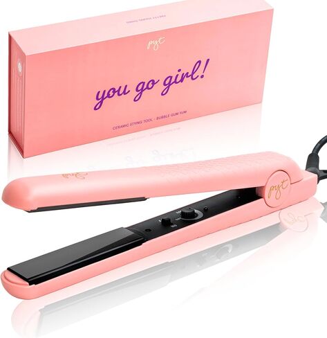 PYT Hair Straightener - Ceramic Flat Iron for Professional Styling., 150 W Power Output, Adjustable Temperature Suitable for All Hair Types. Straighten, Curl or Wave(Bubble Gum Yum) in Saudi Arabia