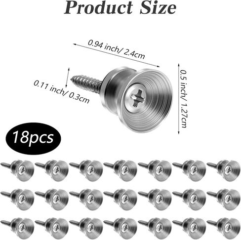 Xindojuz 18 PCS Guitar Strap Button, Metal Guitar Strap Peg Buttons Locks End Pins with Mounting Screws, Anti Slipping Music Parts for Acoustic Classical Electric Guitars Bass Ukulele (Silver) in Saudi Arabia