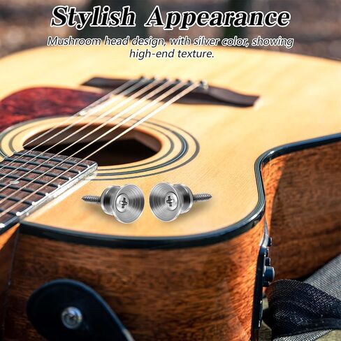 Xindojuz 18 PCS Guitar Strap Button, Metal Guitar Strap Peg Buttons Locks End Pins with Mounting Screws, Anti Slipping Music Parts for Acoustic Classical Electric Guitars Bass Ukulele (Silver) in Saudi Arabia