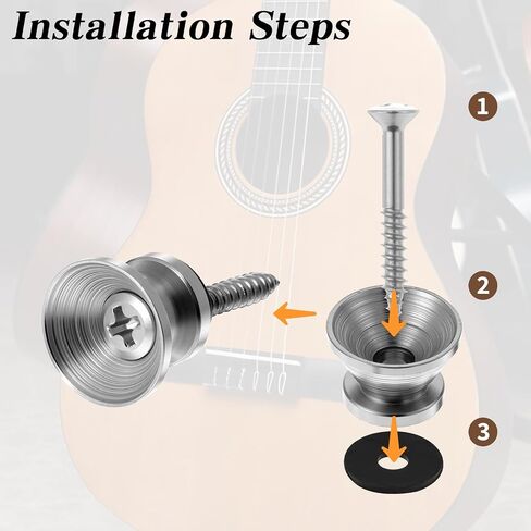 Xindojuz 18 PCS Guitar Strap Button, Metal Guitar Strap Peg Buttons Locks End Pins with Mounting Screws, Anti Slipping Music Parts for Acoustic Classical Electric Guitars Bass Ukulele (Silver) in Saudi Arabia