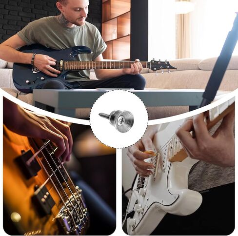 Xindojuz 18 PCS Guitar Strap Button, Metal Guitar Strap Peg Buttons Locks End Pins with Mounting Screws, Anti Slipping Music Parts for Acoustic Classical Electric Guitars Bass Ukulele (Silver) in Saudi Arabia