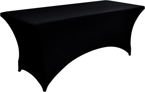 2 -pack 6ft أغلفة دنة أسود أغطية لجداول طي قياسية مستطيل - مفارش المائدة المقاومة للتجاعيد - حامي الجدول المليء بالتجاعيد للأطراف والمعارض التجارية والمأدبة in Kuwait