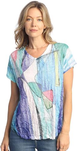 Jess & Jane Rayon Burnout Screded Short Sleeve Top - RC7 in Kuwait