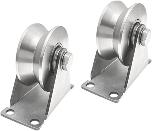 Pulley Wheel Stainless Steel V Groove Plate Casters Heavy Duty Sliding Gate Rollers with Double Ball Bearings Industrial Grade Track Roller Silent Pulley Block for Smooth and Quiet Movement 2pcs in Kuwait