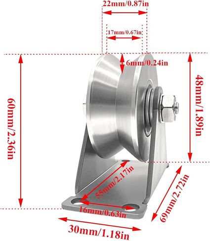 Pulley Wheel Stainless Steel V Groove Plate Casters Heavy Duty Sliding Gate Rollers with Double Ball Bearings Industrial Grade Track Roller Silent Pulley Block for Smooth and Quiet Movement 2pcs in Kuwait