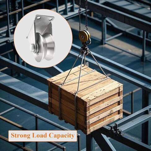 Pulley Wheel Stainless Steel V Groove Plate Casters Heavy Duty Sliding Gate Rollers with Double Ball Bearings Industrial Grade Track Roller Silent Pulley Block for Smooth and Quiet Movement 2pcs in Kuwait