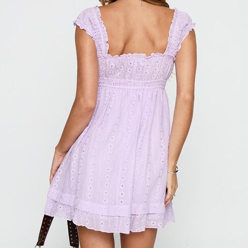 Women's Y2K Babydoll Mini Dress Fairy Vintage Sleeveless Square Neck Sweet Short Party Princess Summer Sundress in Saudi Arabia