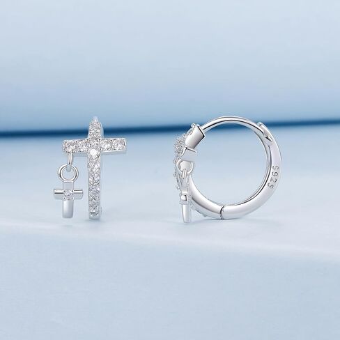 WOSTU Star Earrings 925 Sterling Silver Cute Hoop Earrings for Women Hypoallergenic Small Sleeper Tragus Hoop Earrings Cartilage Jewelry Gifts in Kuwait