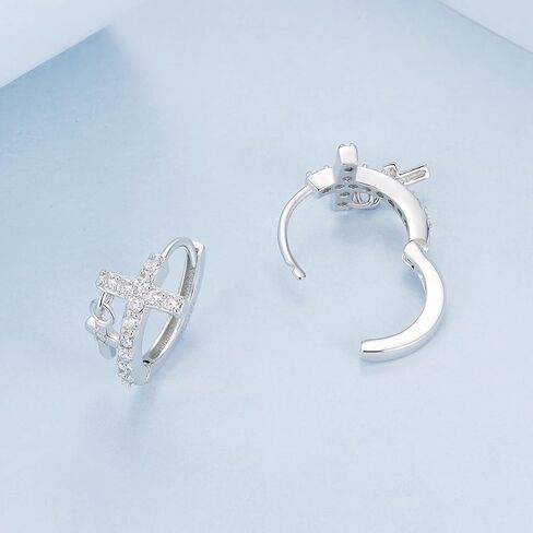 WOSTU Star Earrings 925 Sterling Silver Cute Hoop Earrings for Women Hypoallergenic Small Sleeper Tragus Hoop Earrings Cartilage Jewelry Gifts in Kuwait