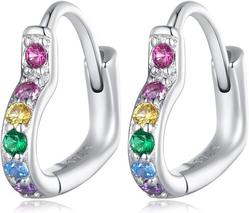 WOSTU Star Earrings 925 Sterling Silver Cute Hoop Earrings for Women Hypoallergenic Small Sleeper Tragus Hoop Earrings Cartilage Jewelry Gifts in Kuwait