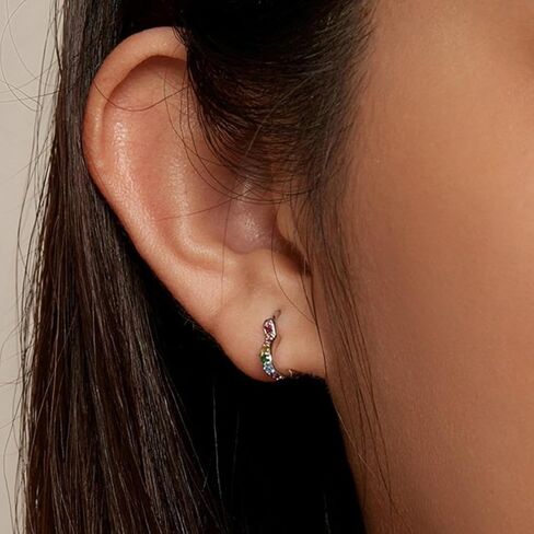 WOSTU Star Earrings 925 Sterling Silver Cute Hoop Earrings for Women Hypoallergenic Small Sleeper Tragus Hoop Earrings Cartilage Jewelry Gifts in Kuwait
