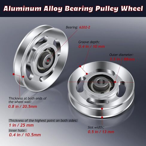 balacoo 2pcs Aluminum Alloy Pulley Peel and Stick Wallpaper Pulldown Attachments Pulley Wheel Aluminum Gym, Silverx2pcs in Saudi Arabia