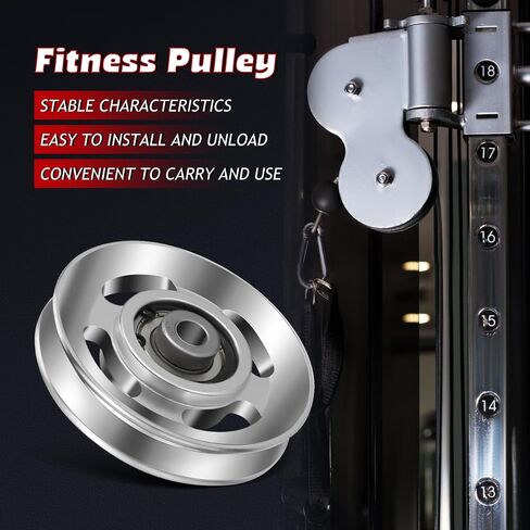 balacoo 2pcs Aluminum Alloy Pulley Peel and Stick Wallpaper Pulldown Attachments Pulley Wheel Aluminum Gym, Silverx2pcs in Saudi Arabia
