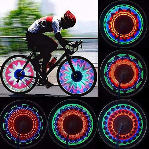 Bike Wheel Light Bicycle Motorcycle Bike Tyre Tire Wheel Lights 32 LED Flash Spoke Light Lamp 32 Different Patterns Change Outdoor Cycling Lights for Bike Wheel in Saudi Arabia