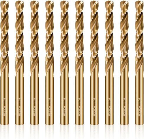 1/4 "مجموعة بتات الكوبالت ، 10pcs M35 عالي السرعة الصلب الطول الطول مجموعات الحفر المعدنية قسطا لصالح الفولاذ المقاوم للصلب من الحديد الزهر بالإضافة إلى البلاستيك الخشب (1/4" -10 pcs) in Kuwait