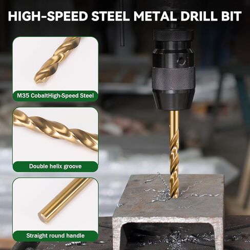 1/4 "مجموعة بتات الكوبالت ، 10pcs M35 عالي السرعة الصلب الطول الطول مجموعات الحفر المعدنية قسطا لصالح الفولاذ المقاوم للصلب من الحديد الزهر بالإضافة إلى البلاستيك الخشب (1/4" -10 pcs) in Kuwait