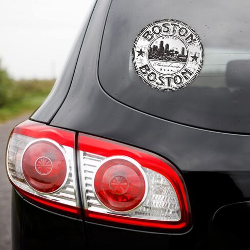 Boston City Massachusetts USA Travel Grunge Stamp Sticker | Car Bumper, Laptop, Water Bottle, Wall, Window Waterproof Vinyl Sticker Decal in Saudi Arabia