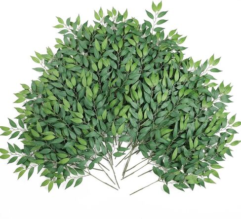 Mizii 24pcs الإيطالية Ruscus الخضراء الاصطناعية ينبع الحرير الأوراق الخضراء 20in نباتات الرش مزيفة جاذبية الديكور الأخضر للقطاعات المركزية قوس زهرة باقة الجدار ديكور جدار غرفة (24) in Saudi Arabia