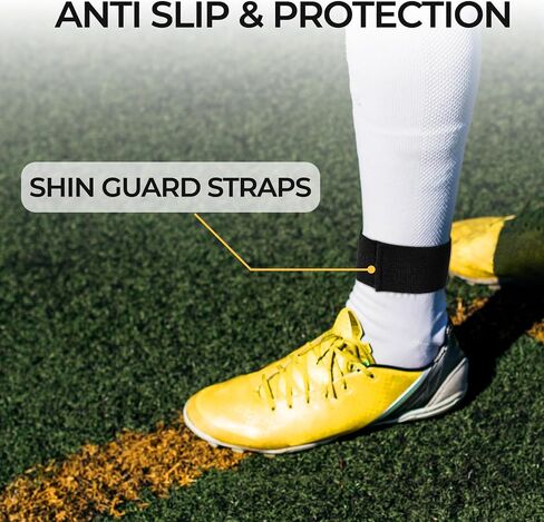 4 PCS Soccer Shin Guard Straps Anti Slip Sports Football Football Legging Legging SEDAWES LIGHTULE RAMEDICAL ALDGELS FACS FACS FACT FAR KIDS YOUNG OVEN CANCLING (Black + White) in Saudi Arabia