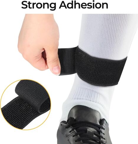 4 PCS Soccer Shin Guard Straps Anti Slip Sports Football Football Legging Legging SEDAWES LIGHTULE RAMEDICAL ALDGELS FACS FACS FACT FAR KIDS YOUNG OVEN CANCLING (Black + White) in Saudi Arabia