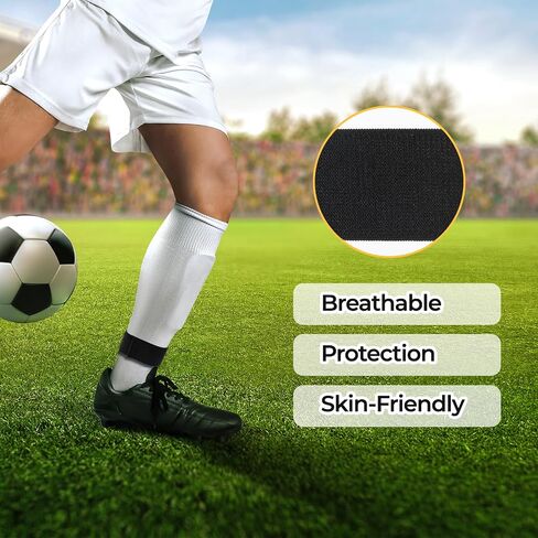 4 PCS Soccer Shin Guard Straps Anti Slip Sports Football Football Legging Legging SEDAWES LIGHTULE RAMEDICAL ALDGELS FACS FACS FACT FAR KIDS YOUNG OVEN CANCLING (Black + White) in Saudi Arabia