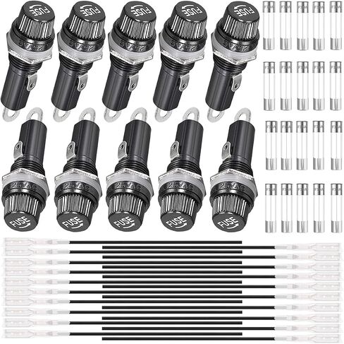 10 pcs Panel Mount Fuse Holder 6X30mm 250V AC 10A 125V AC 15A Black Screw Cap Fuse Holder with 10A/15A Fast Blow Fuse, 18AWG Terminal Cables for Radio Automatic Stereo,Household Appliance in Saudi Arabia