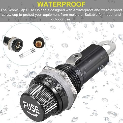10 pcs Panel Mount Fuse Holder 6X30mm 250V AC 10A 125V AC 15A Black Screw Cap Fuse Holder with 10A/15A Fast Blow Fuse, 18AWG Terminal Cables for Radio Automatic Stereo,Household Appliance in Saudi Arabia
