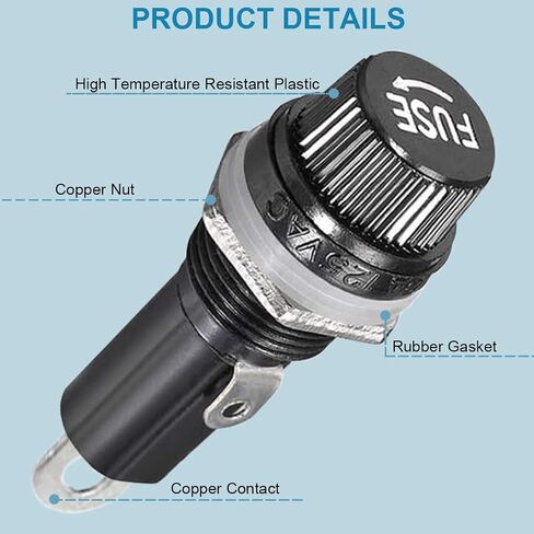 10 pcs Panel Mount Fuse Holder 6X30mm 250V AC 10A 125V AC 15A Black Screw Cap Fuse Holder with 10A/15A Fast Blow Fuse, 18AWG Terminal Cables for Radio Automatic Stereo,Household Appliance in Saudi Arabia