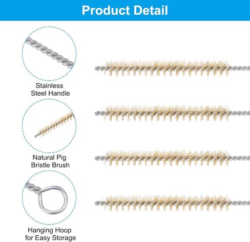 Patikil 9.8 "فرشاة منظف القش ، 6pcs من الفولاذ المقاوم للصدأ من الفولاذ المقاوم للصدأ ، فرشاة تنظيف الأنبوب من الصوف in Saudi Arabia