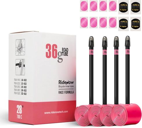 Ridenow 4-Pack Bike Inner Tube for 700/18C-28C, 700/18C-32C with 65/85 mm Metal &TPU Presta Valves for Road Bikes, Super Light Puncture Resistant Bicycle Inner Tube(Include Patch Repair Kits) in Kuwait