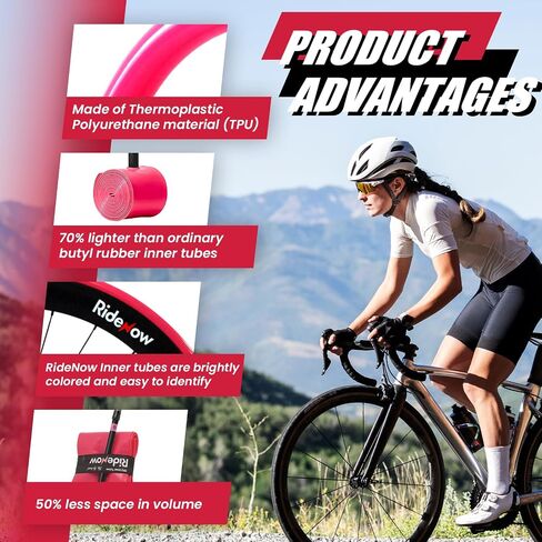 Ridenow 4-Pack Bike Inner Tube for 700/18C-28C, 700/18C-32C with 65/85 mm Metal &TPU Presta Valves for Road Bikes, Super Light Puncture Resistant Bicycle Inner Tube(Include Patch Repair Kits) in Kuwait