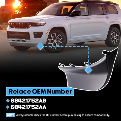 الجبهة اليمنى من الوفير ، لافتات ، ملصق جيب Grand Grand Cherokee L 2021 2022 2023 2024 ، يحل المنحدر الحجري الجانبي 68421752AB 68421752AA in Kuwait