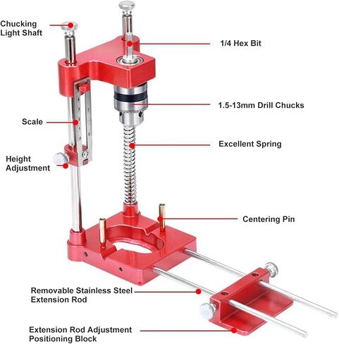 Fockety Woodworking Drill Locator, Portable Adjustable Drill Attachment with Keyed Chuck and Tapered Depth Control for Handcrafting, Furniture Making, Woodworking in Saudi Arabia