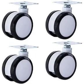 4 حزمة من عجلات من جميع البلاستيك 3 بوصة صامتة أبيض وأسود عجلات مزدوجة (عالمية) in Kuwait
