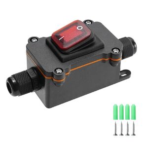 IP67 Waterproof Inline Cord Switch with Red Indicator Light, 12V DC Latching Rocker Switch, Heavy Duty ON-Off DPST Switch for Automotive, Marine, Outdoor Equipment（Two Side in Saudi Arabia