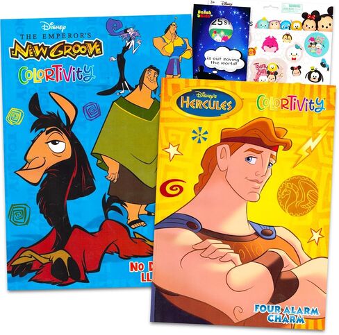 مجموعة كتاب تلوين Hercules للأطفال - حزمة مع كتابين تلوين يضم هرقل والمزيد من الملصقات والألعاب والألغاز والأنشطة | حزمة كتاب نشاط ديزني in Saudi Arabia