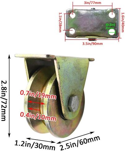 Castors 4 V-Groove Steel Caster Wheel,Heavy Duty Rigid Wheels,Sheave Round Tube Directional Track Wheel,Double Bearing,for Industrial Machines,Sliding Door,Rolling,Wire Rope Rails(50mm/2in) in Kuwait