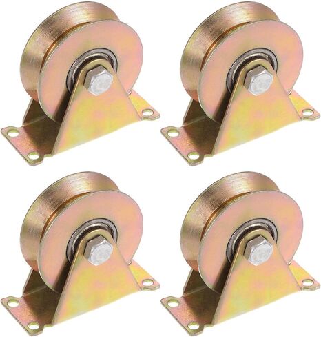 #US 4pcs 3" V Groove Wheel Sliding Gate Caster Rigid Caster Wheels with Bracket in Saudi Arabia