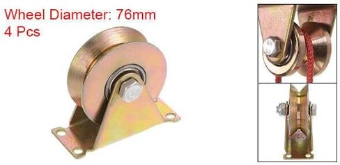 #US 4pcs 3" V Groove Wheel Sliding Gate Caster Rigid Caster Wheels with Bracket in Saudi Arabia
